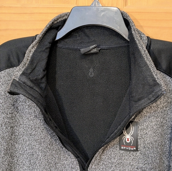 SPYDER 1/4 Zip Mendoza Pullover Heather Grey Black Fleece Sweater Mens LG Winter - Picture 7 of 16